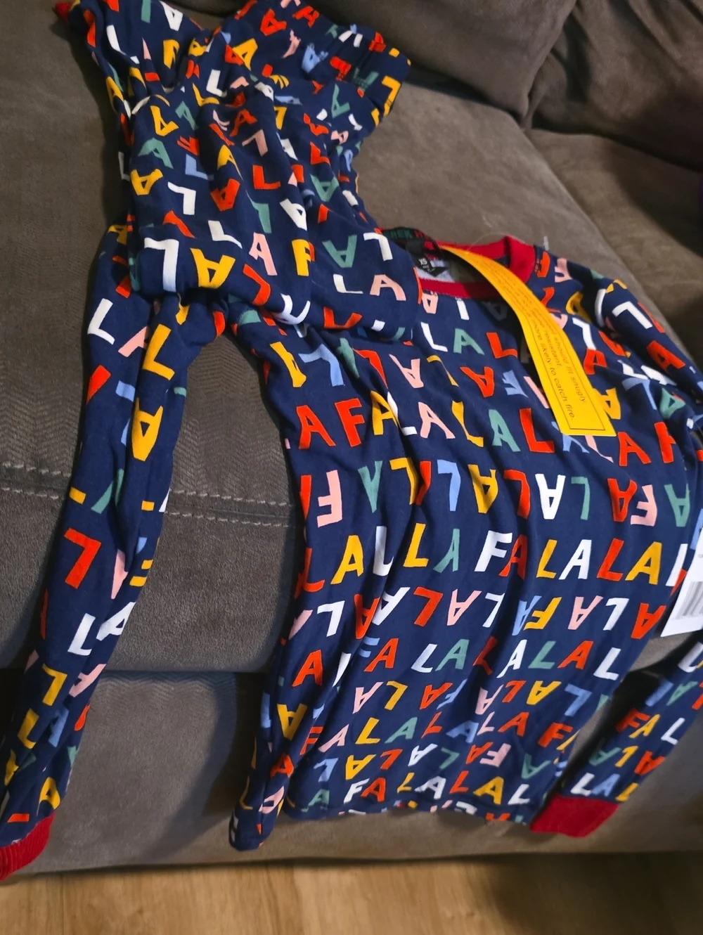 Derek Heart Navy Pajama Set with Multicolor 'FALA' Letter Print